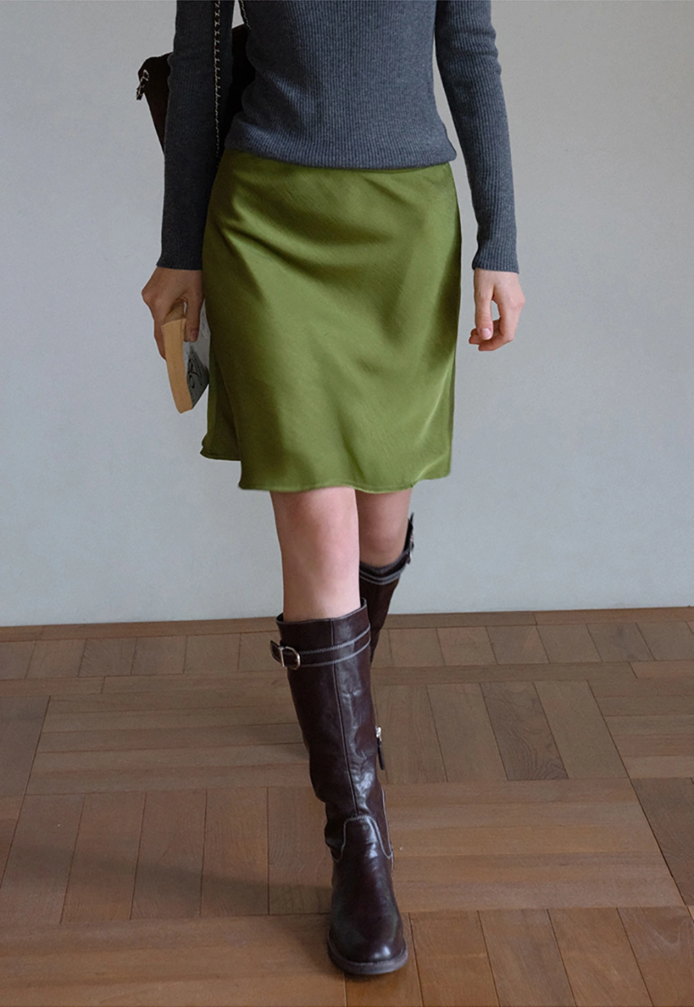 Elegant Satin Midi Skirt