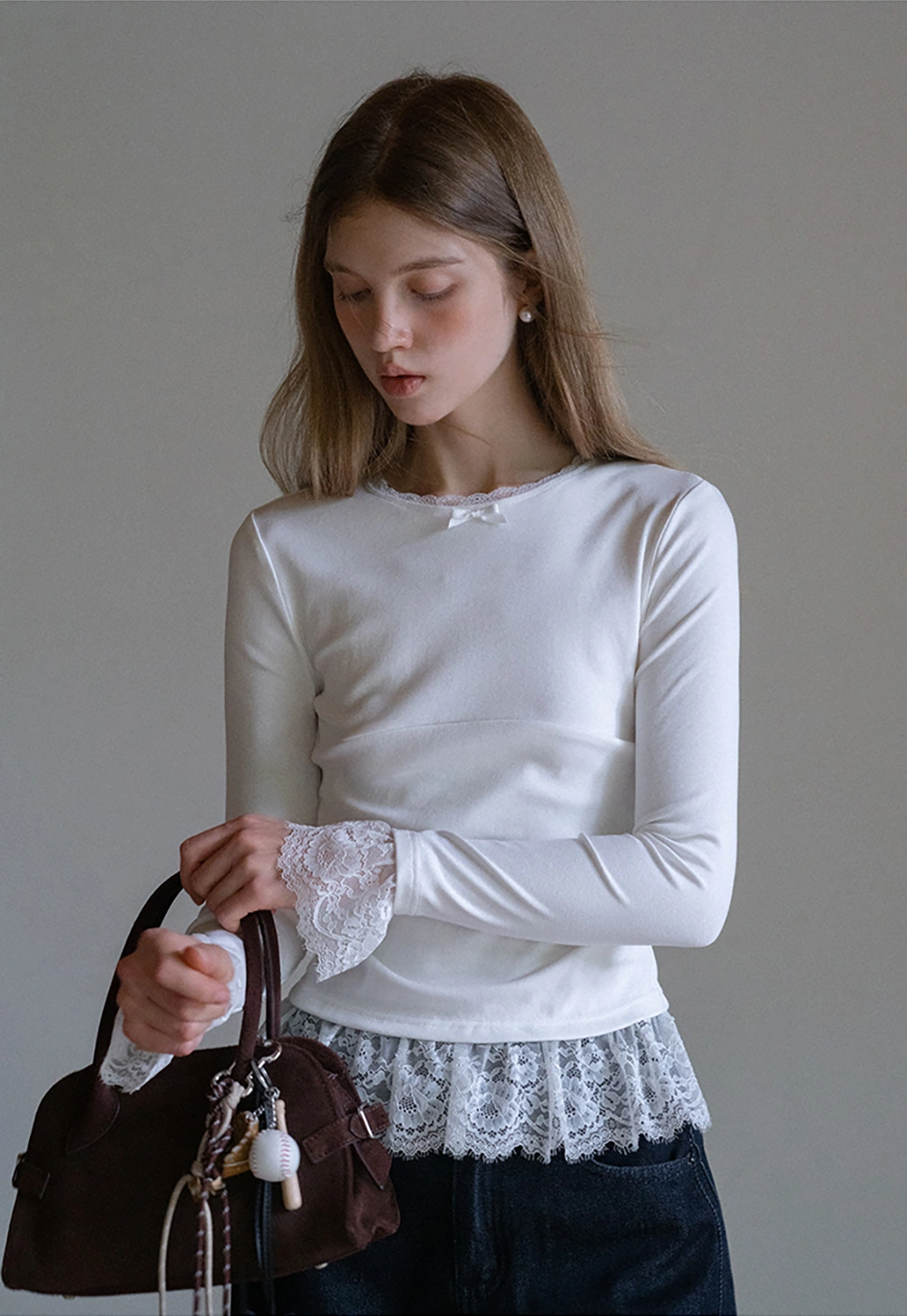 Womens White Long Sleeve Top