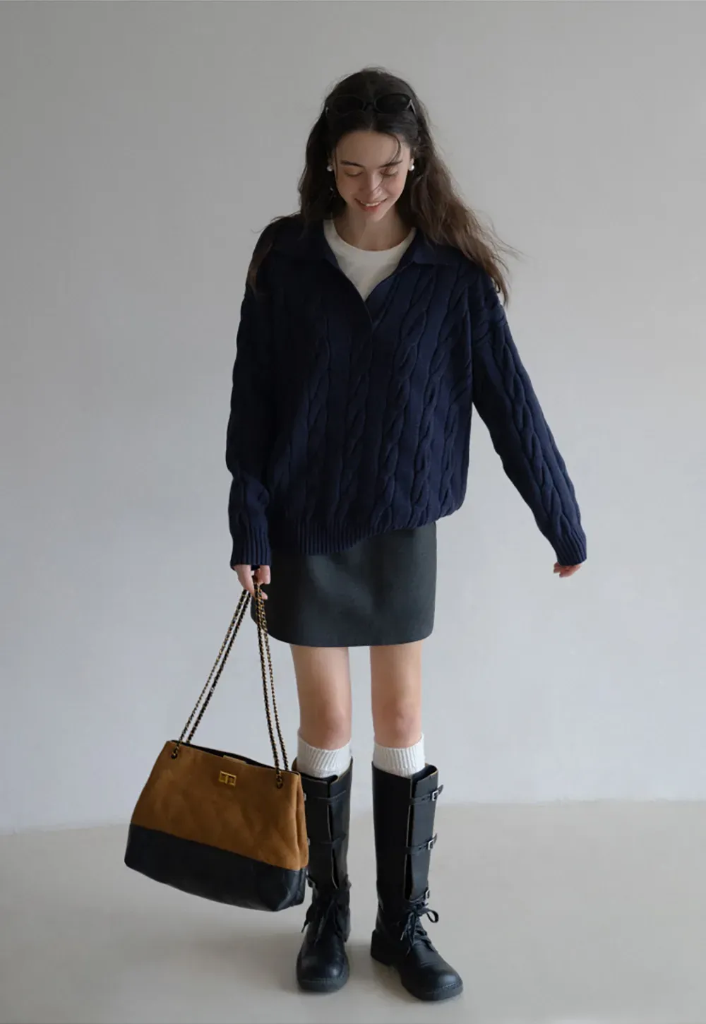 Cable Knit Polo Sweater