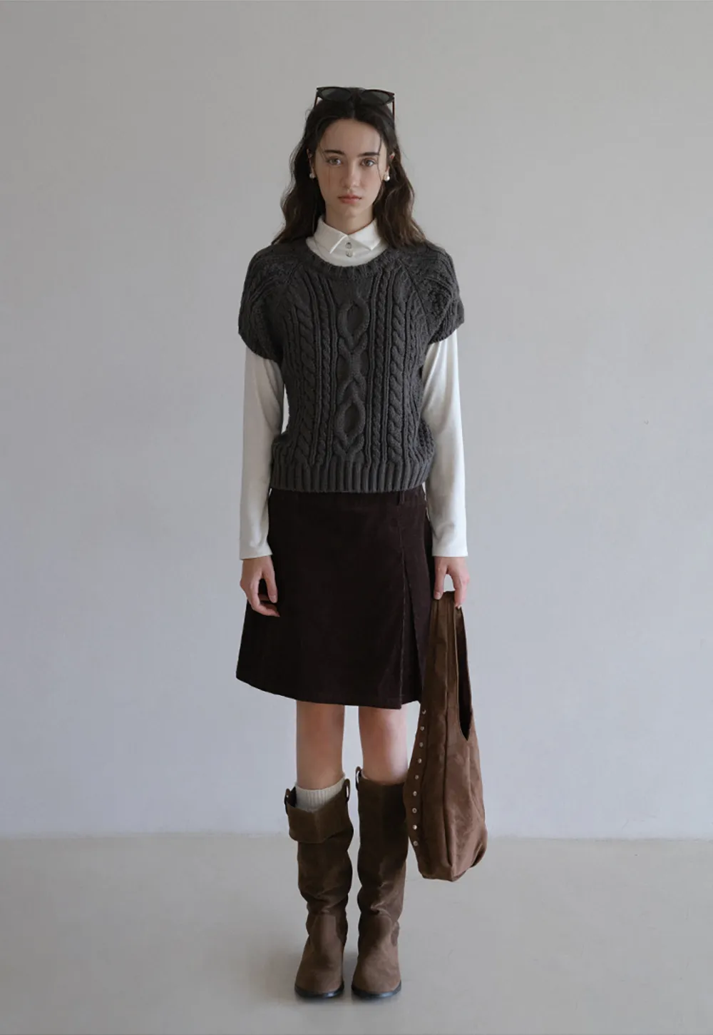 Cable Knit Sleeveless Sweater