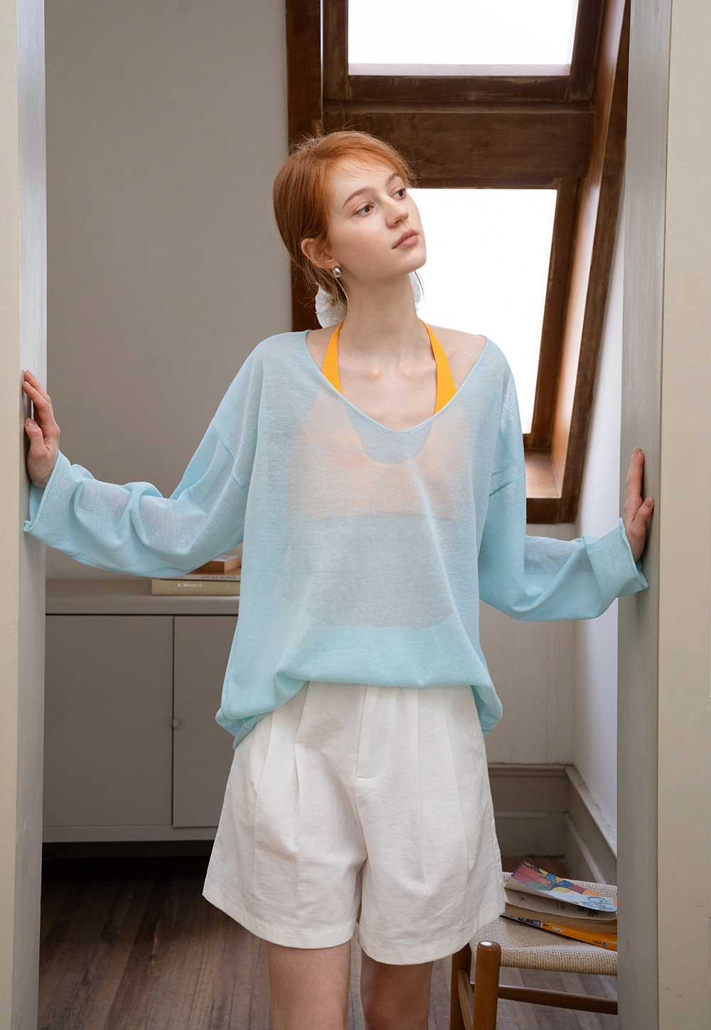 Soft V-Neck Long Sleeve Tee