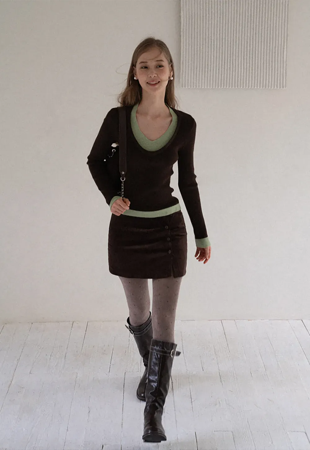 Corduroy Button Front Mini Skirt