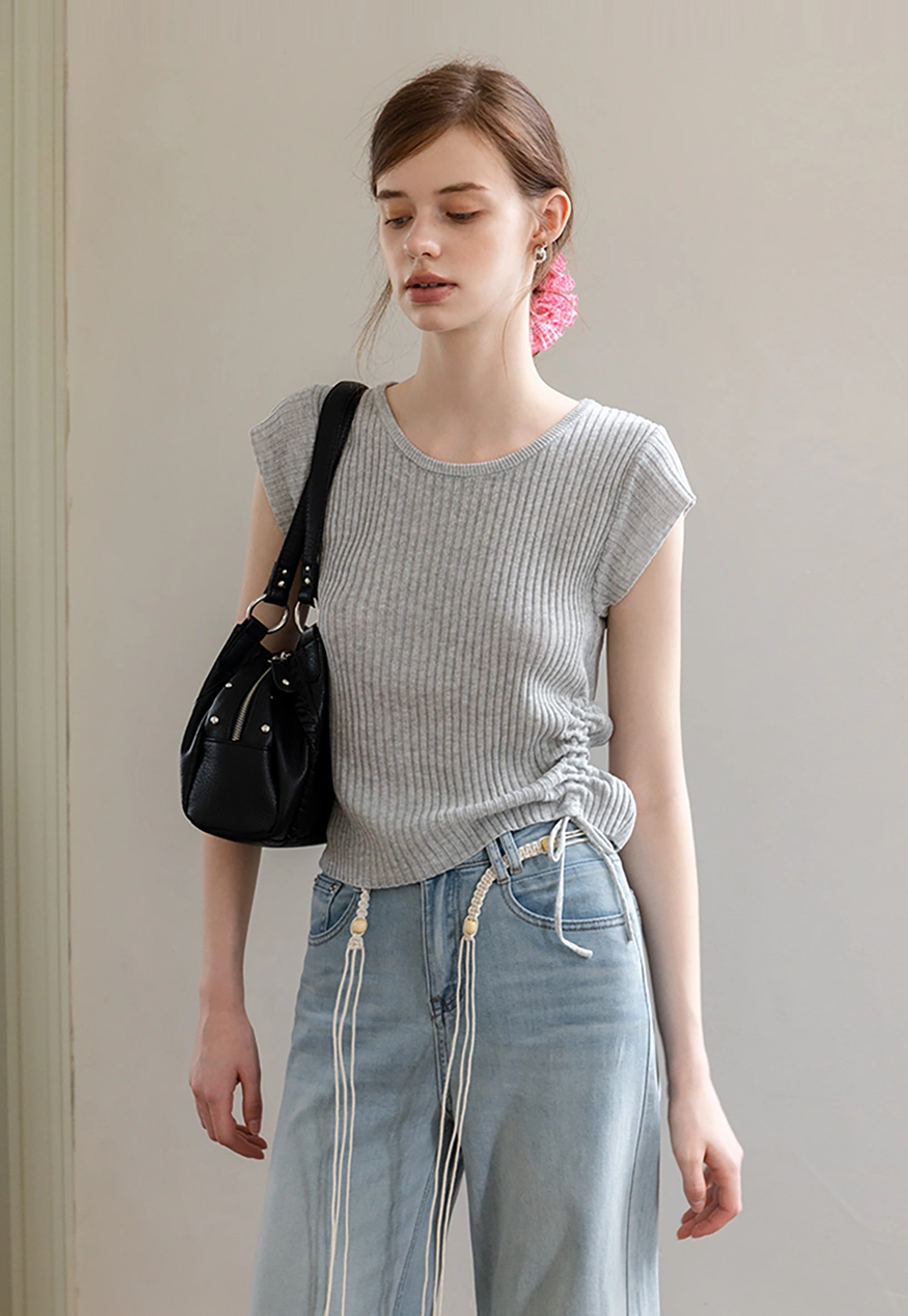 Women's Ribbed Tie-Side Top