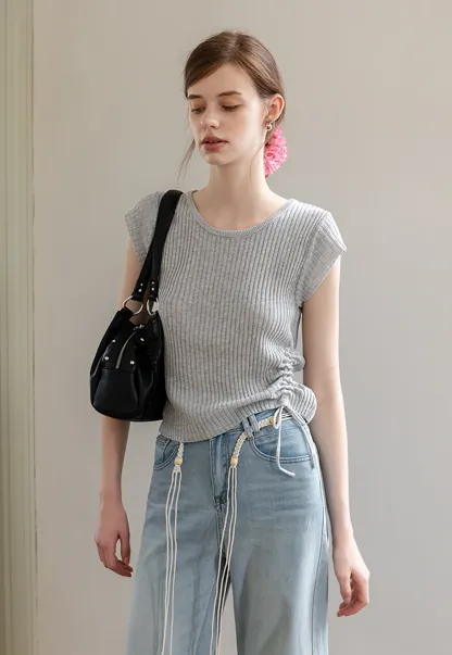 Women's Ribbed Tie-Side Top