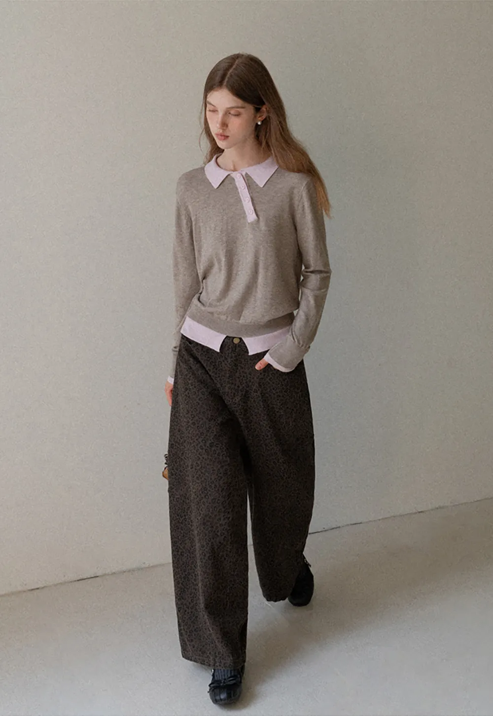 Contrast Collar Knit Top