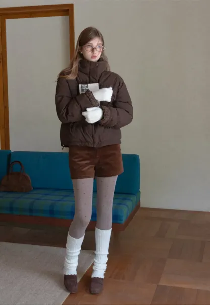 Short Puffer Jacket with High Neck