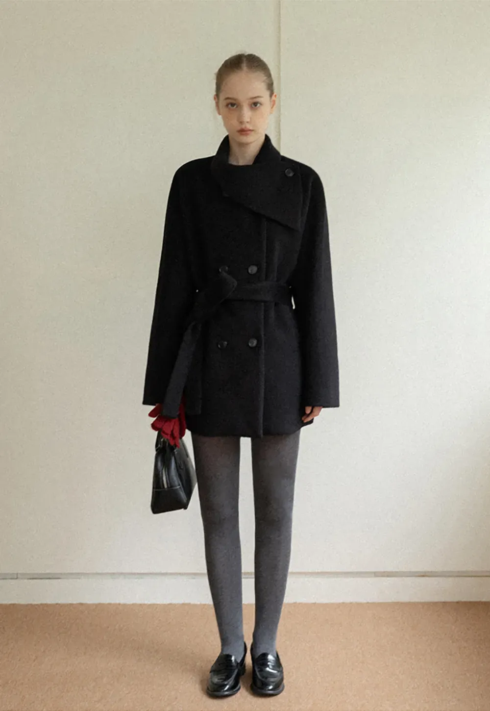 Belted Double Breasted Wool Coat