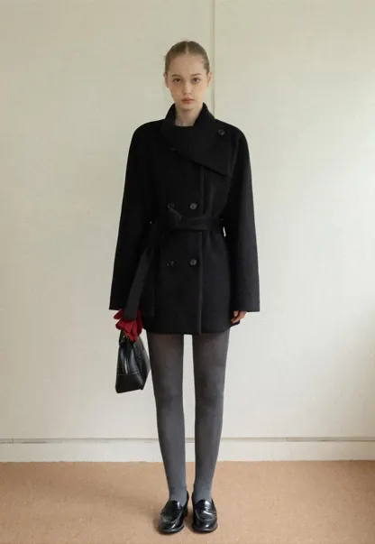 Belted Double Breasted Wool Coat
