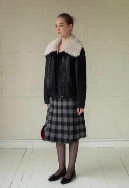 Faux Leather Jacket with Faux Fur Collar