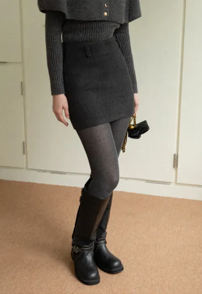 High-Waisted A-Line Wool Skirt