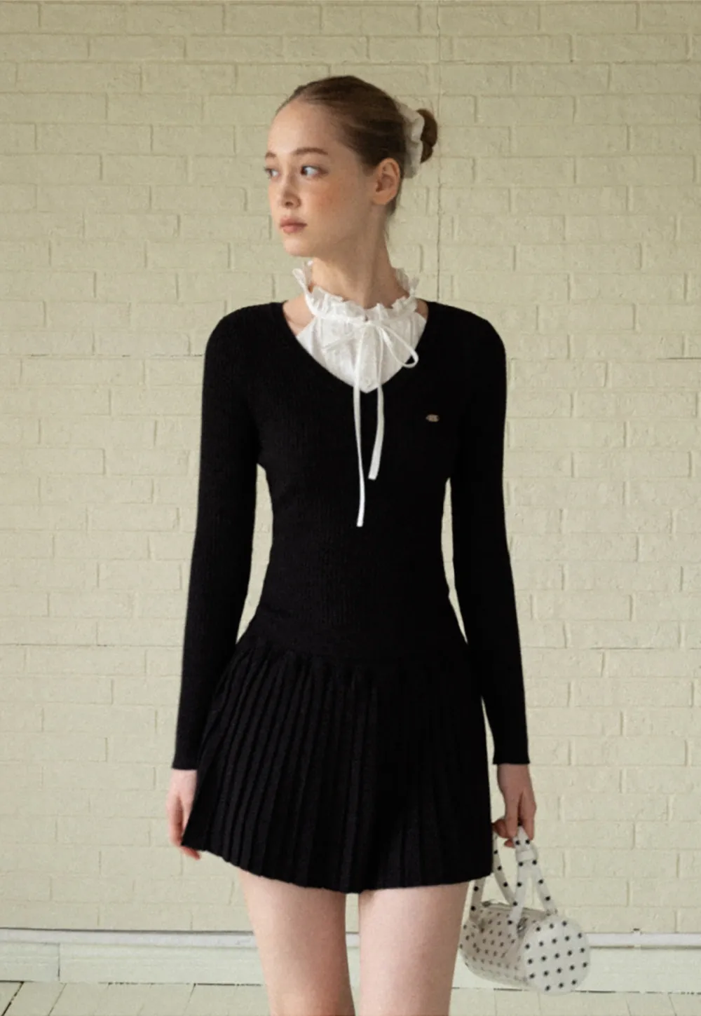 Women Elegant Pleated Skirt and Sweater Set