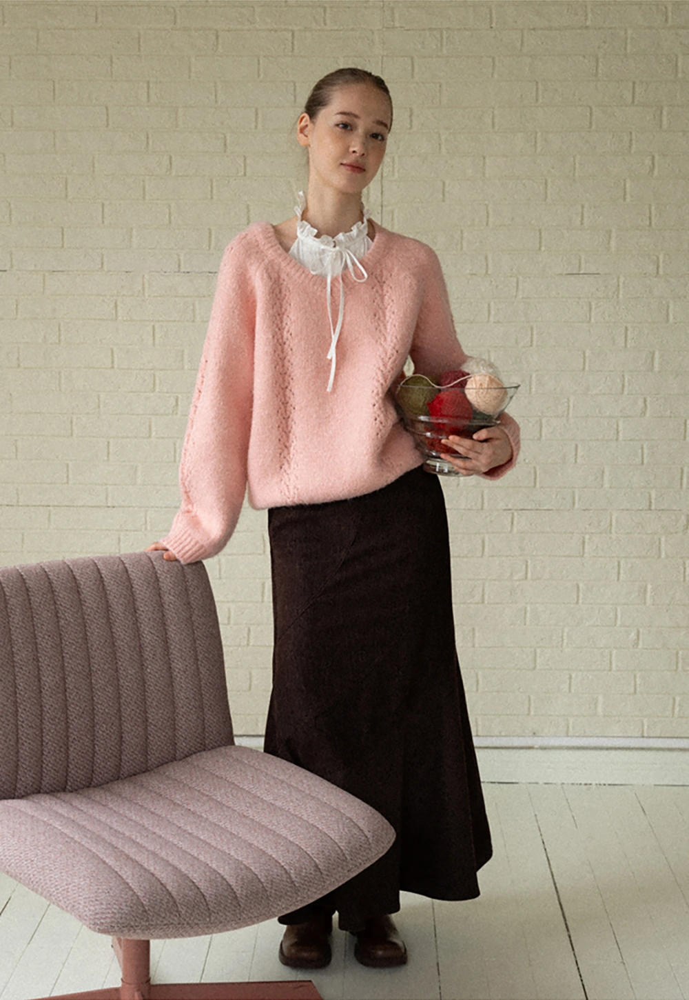 Women White Ruffle Collar Button-Down Crop Top