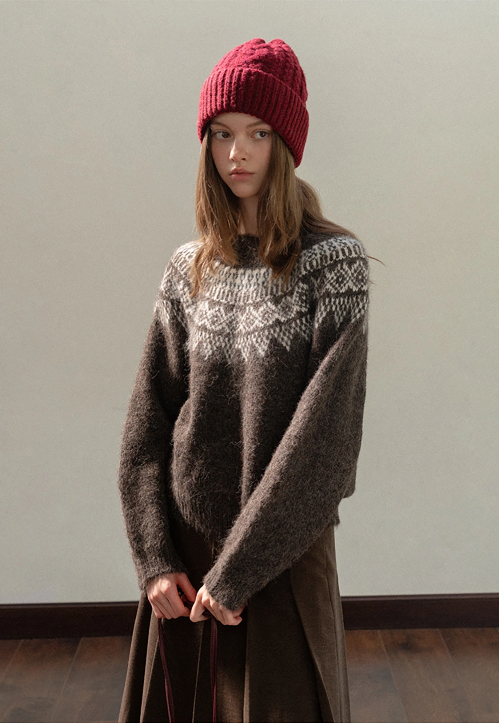Women Warm Round Neck Nordic Style Sweater