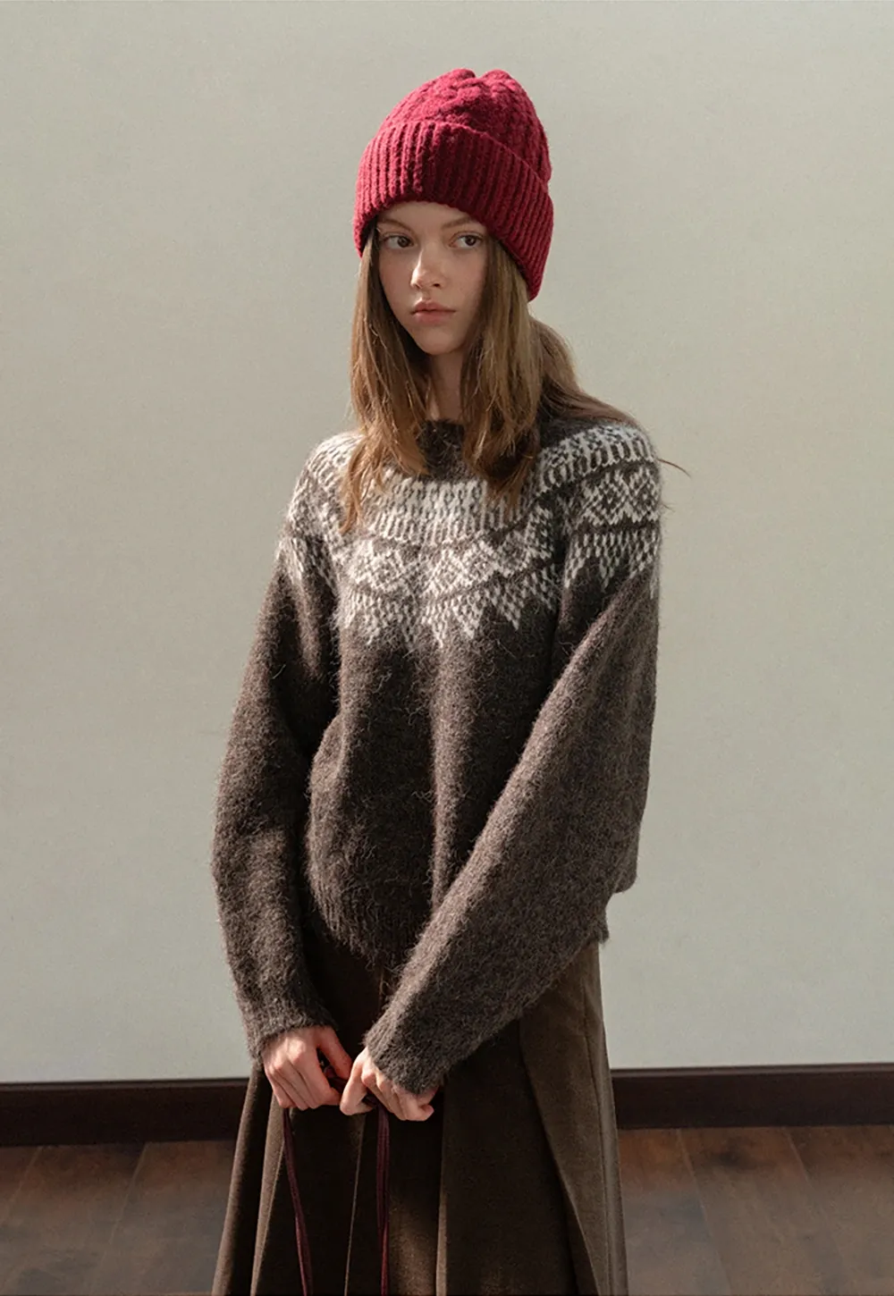 Women Warm Round Neck Nordic Style Sweater