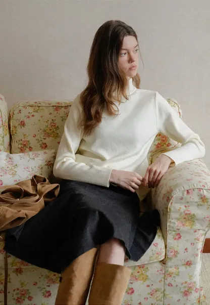 Asymmetric Wool-Blend Midi Skirt