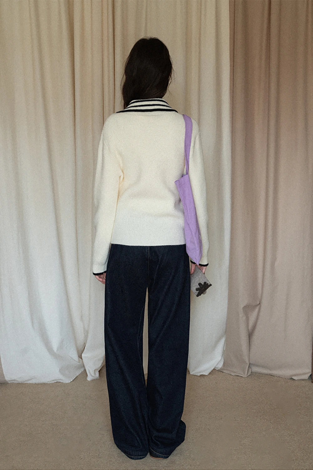 Women’s Sailor Collar Half Zip Sweater