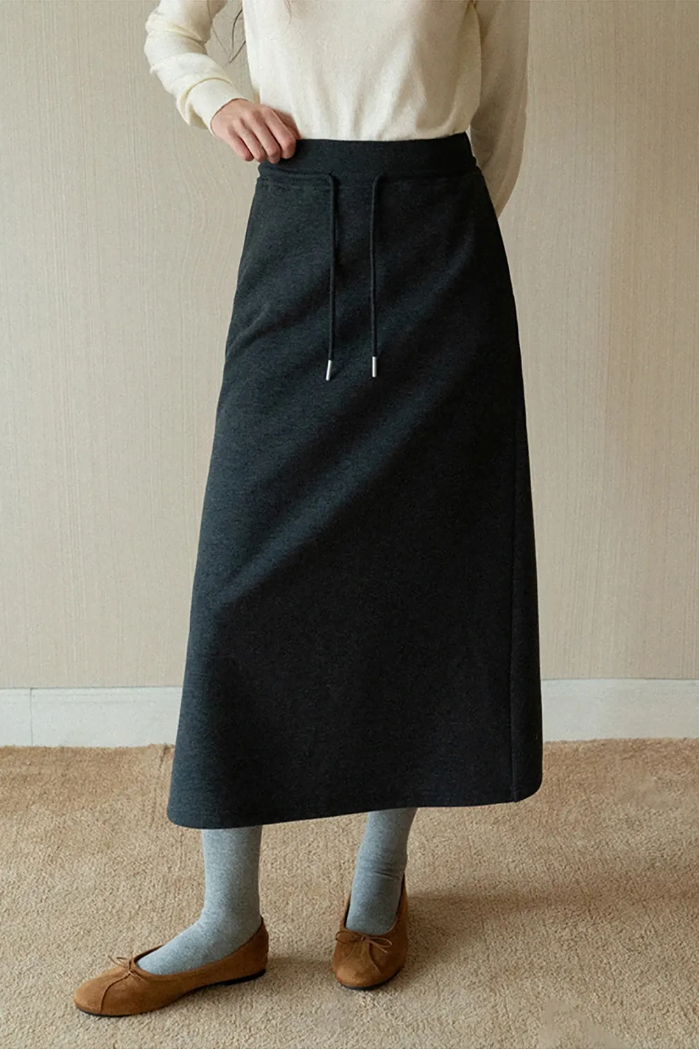 Drawstring Waist Midi Skirt for Women