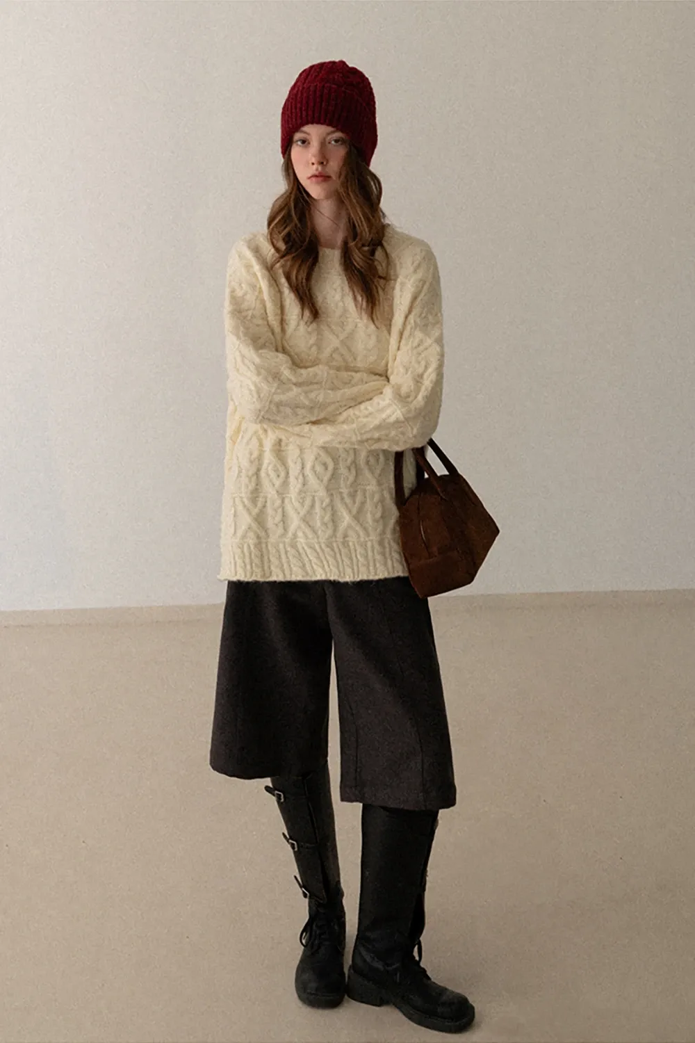 Cable Knit Diamond Pattern Sweater