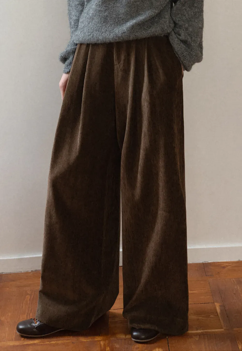 Velvet Wide-Leg Trousers