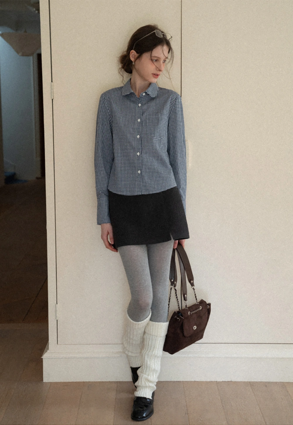 Women Classic Gingham Checkered Button-Up Shirt