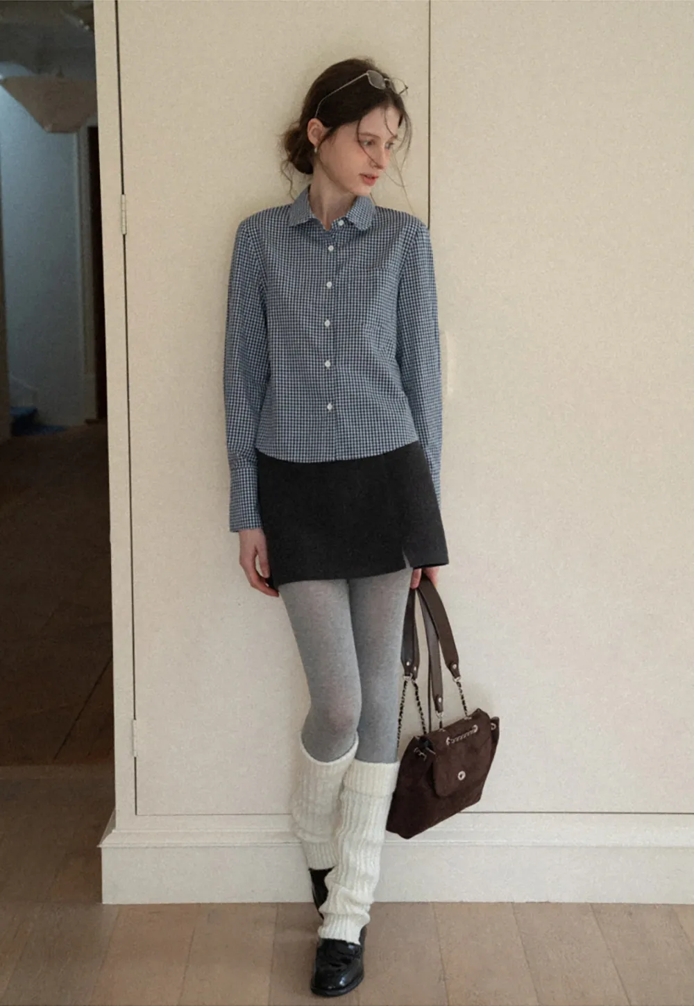 Women Classic Gingham Checkered Button-Up Shirt