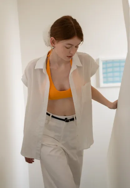 Cap Sleeve Button-Down Shirt