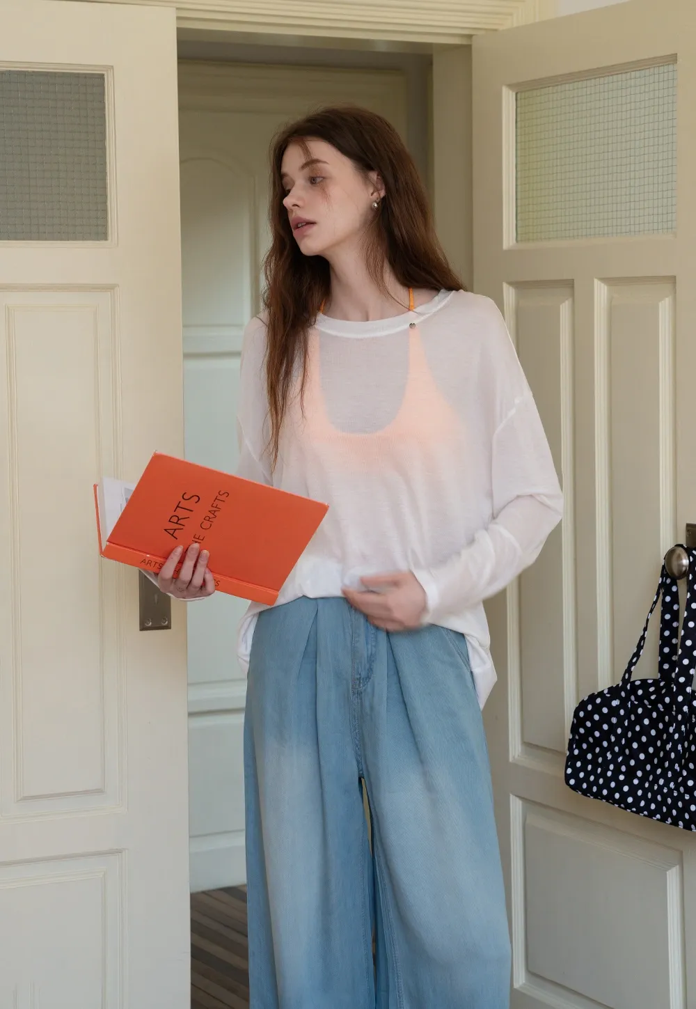 Relaxed Pleated Wide-Leg Denim Trousers
