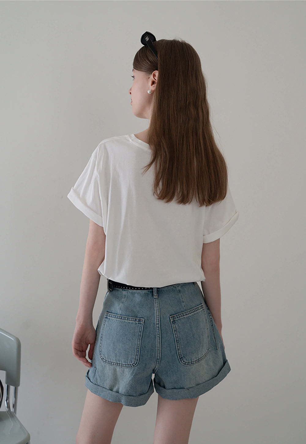 Cuffed Denim Shorts