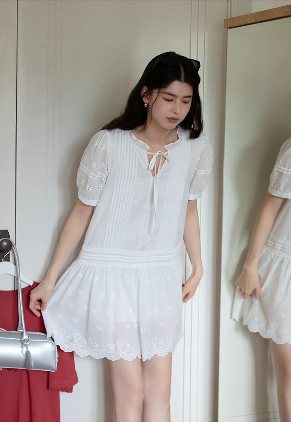 Women’s Eyelet Lace Babydoll Tunic