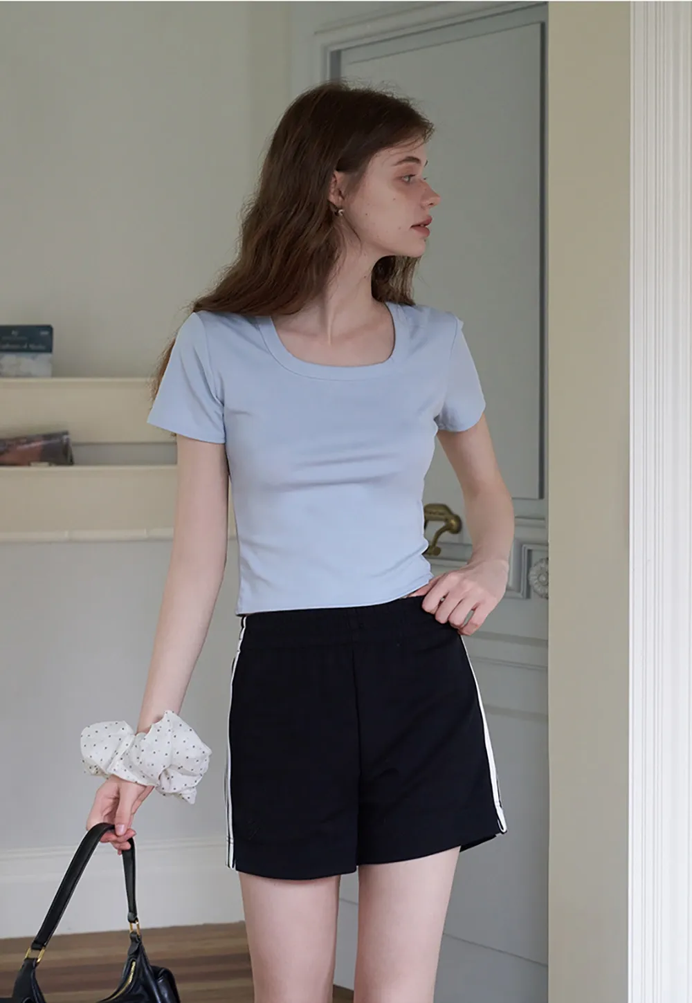 Women's Solid Square Neck Fitted T-Shirt And Tank Top