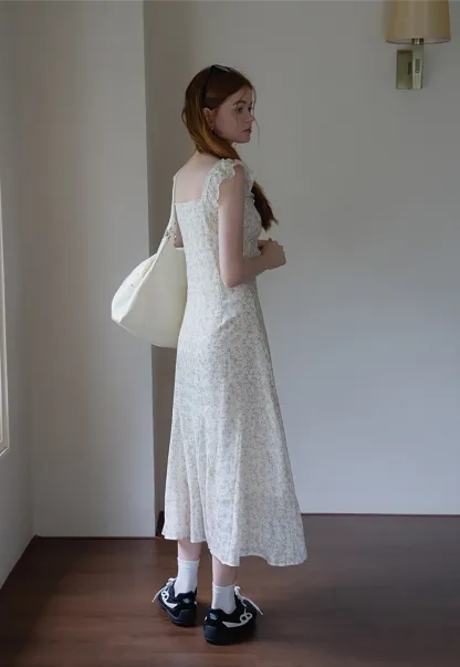 Floral Ruffle Sleeveless Midi Dress