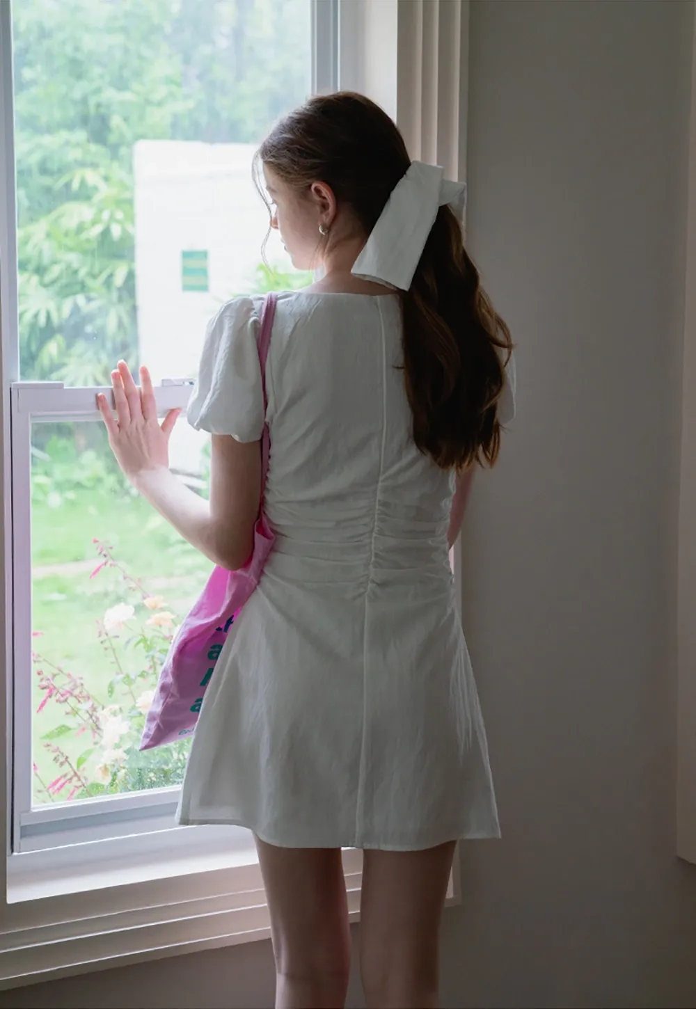 Women’s Puff Sleeve Ruched Mini Dress
