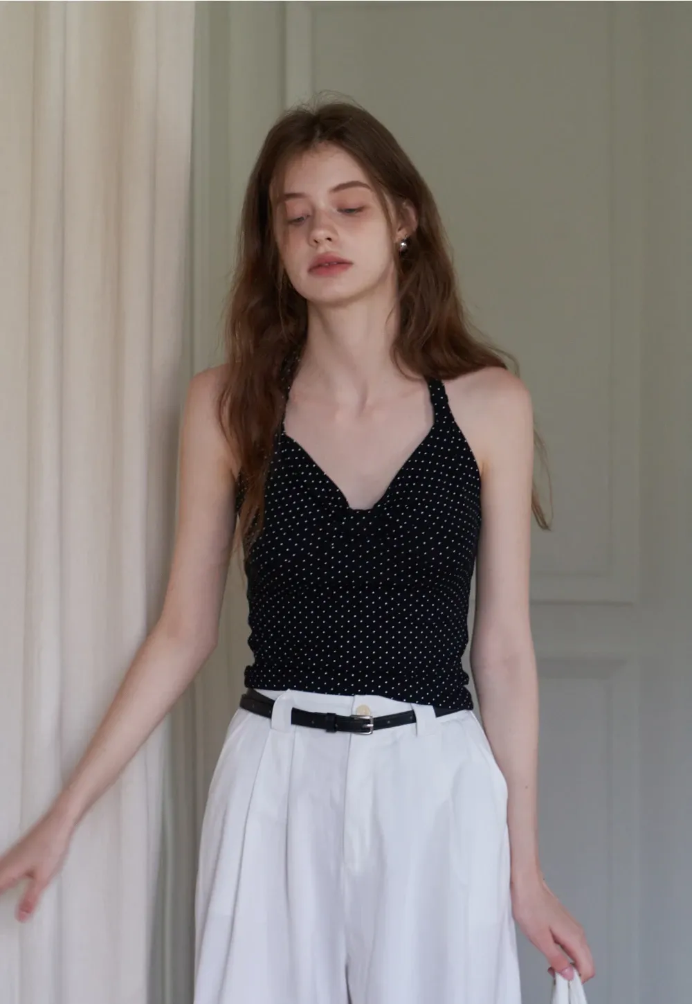 Women’s Polka Dot Halter Crop Top