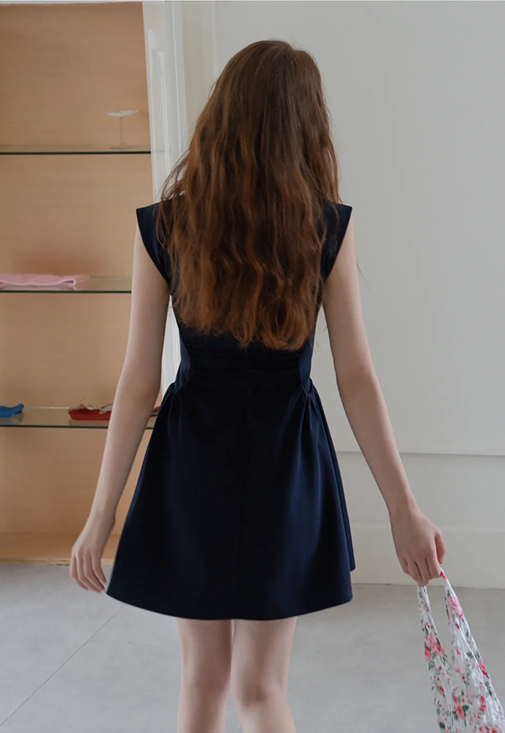 Women’s Ruched Waist Cap-Sleeve Mini Dress