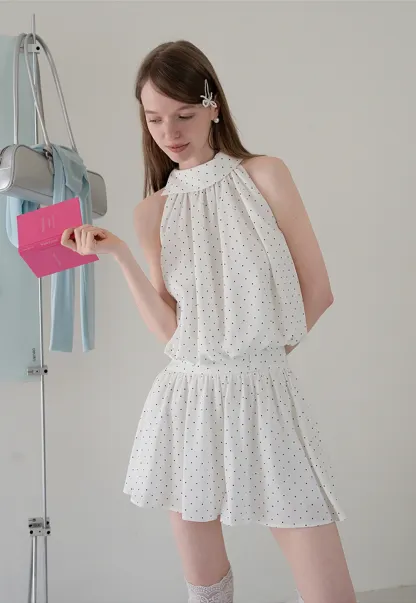 Polka Dot Halter Top and Flowy Skirt Set