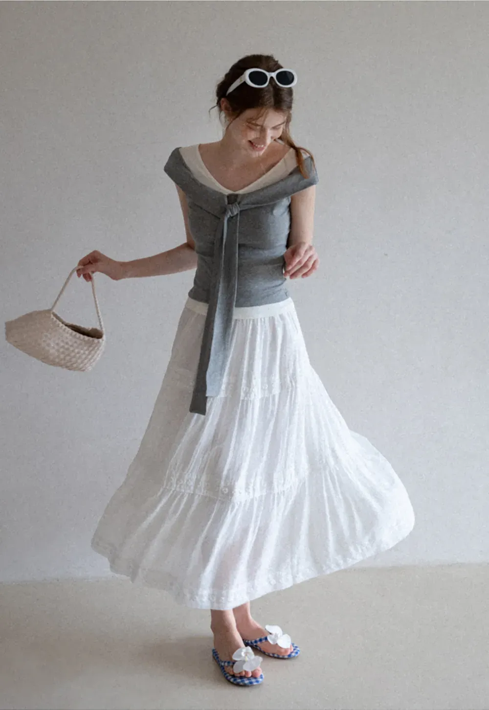 Layered Look Knit Tank with Back Tie