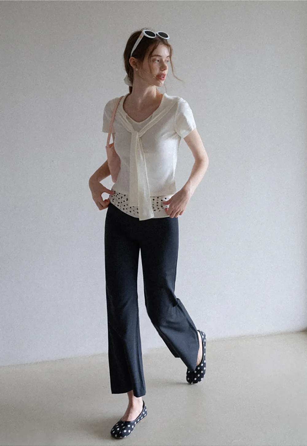 Mock Tie Cape Short Sleeve T-Shirt