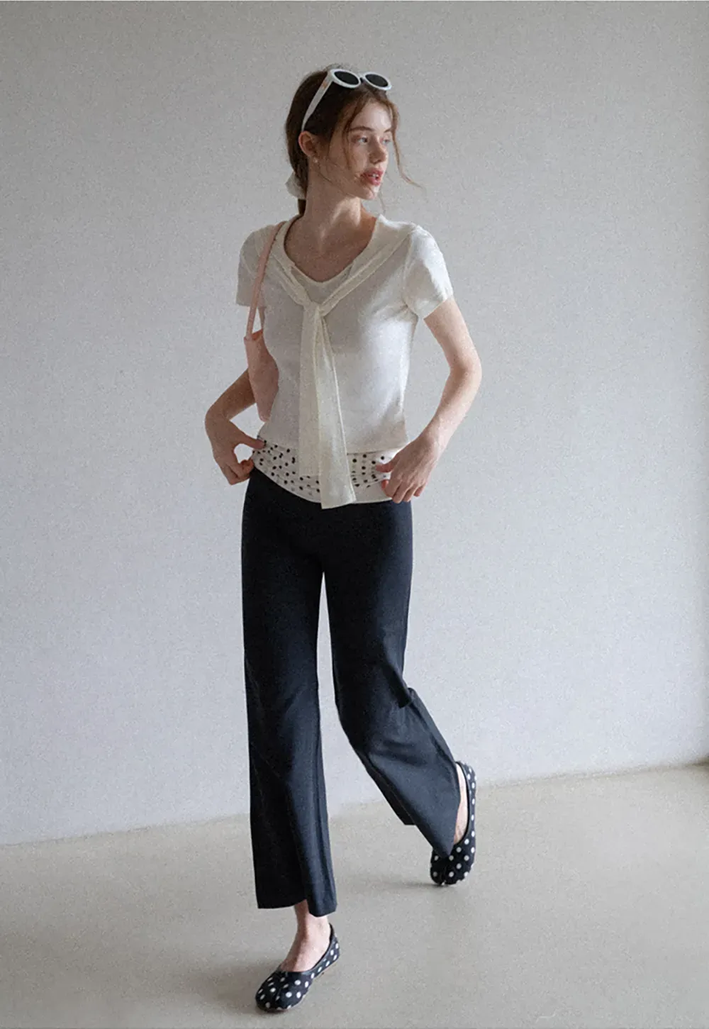 Mock Tie Cape Short Sleeve T-Shirt