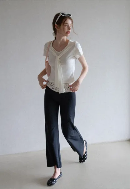 Mock Tie Cape Short Sleeve T-Shirt