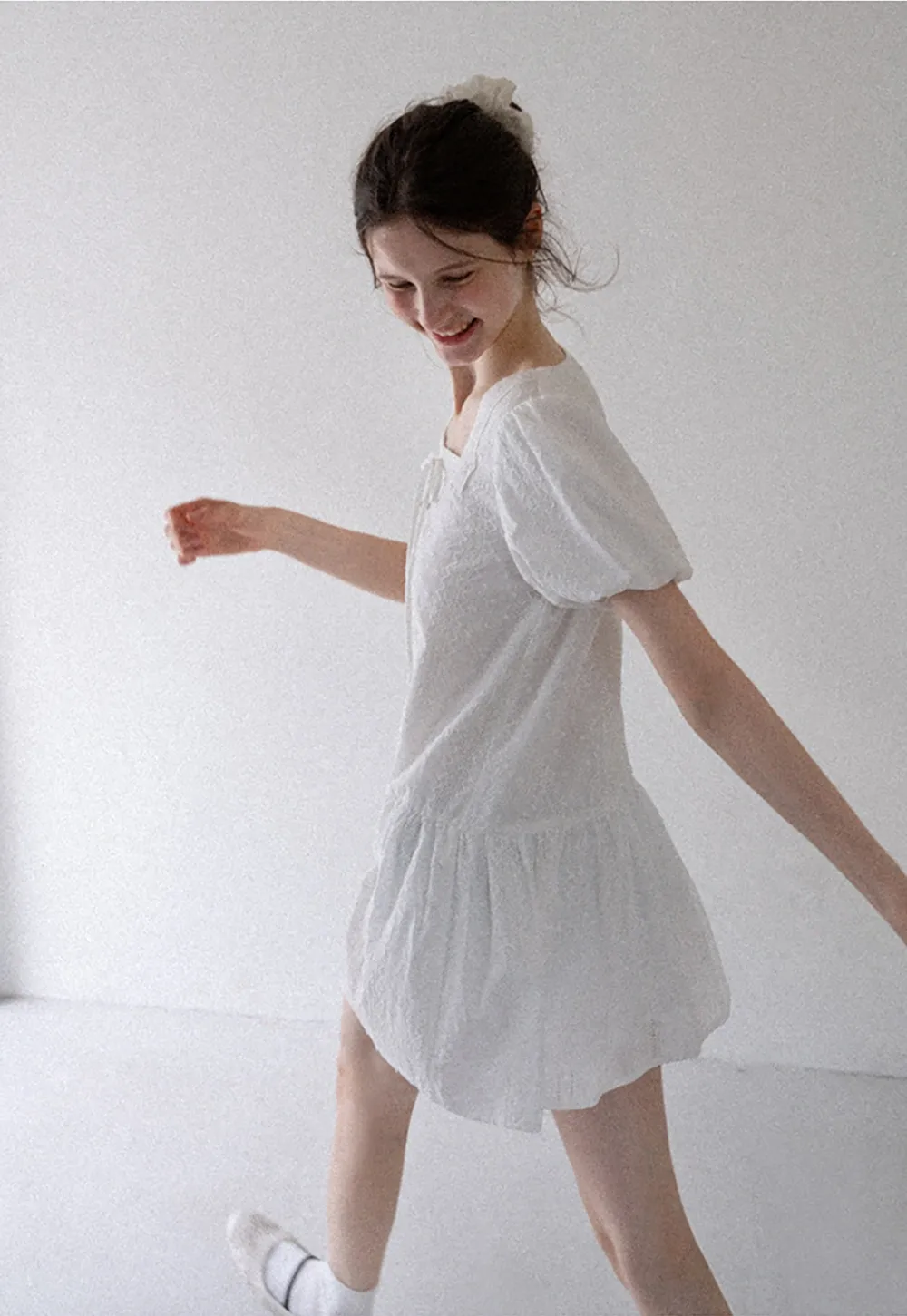Square-Neck Lace Babydoll Dress