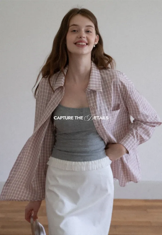 Women Plaid Tie‑Neck Shirt