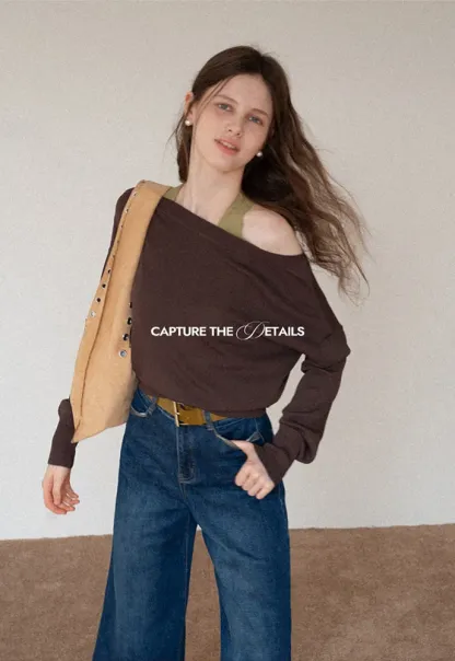 Off-Shoulder Knit Sweater