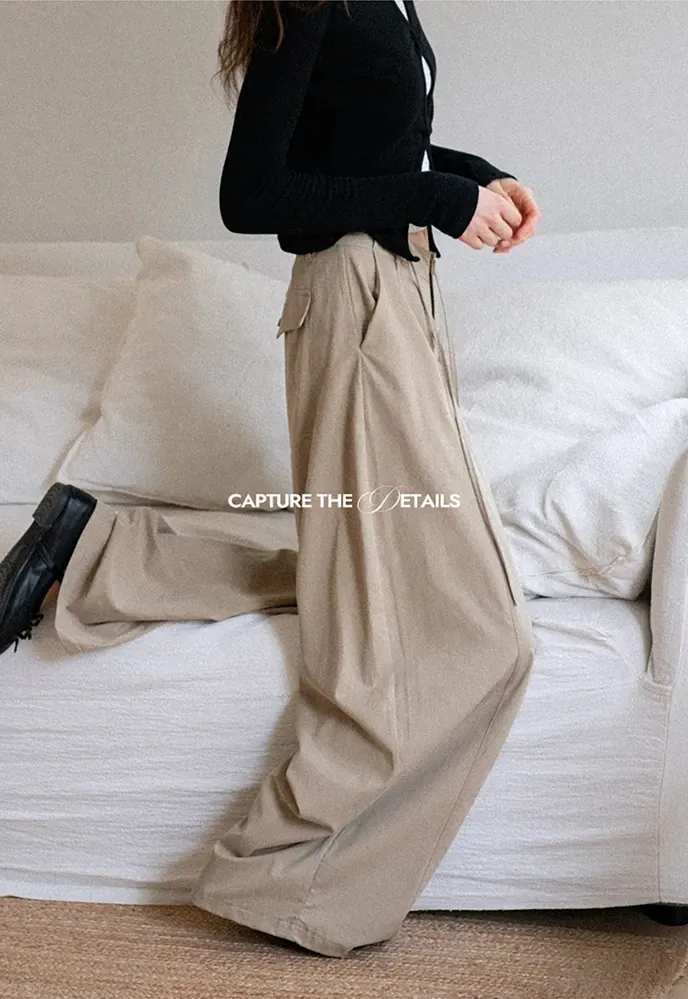 Tie-Waist Pleated Wide-Leg Pants