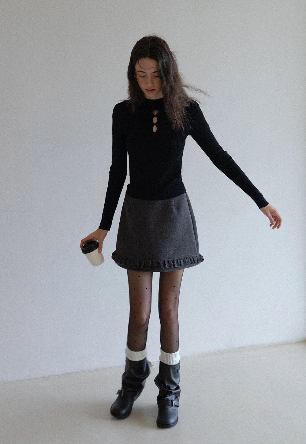 Womens Ribbed Knit Long Sleeve Top