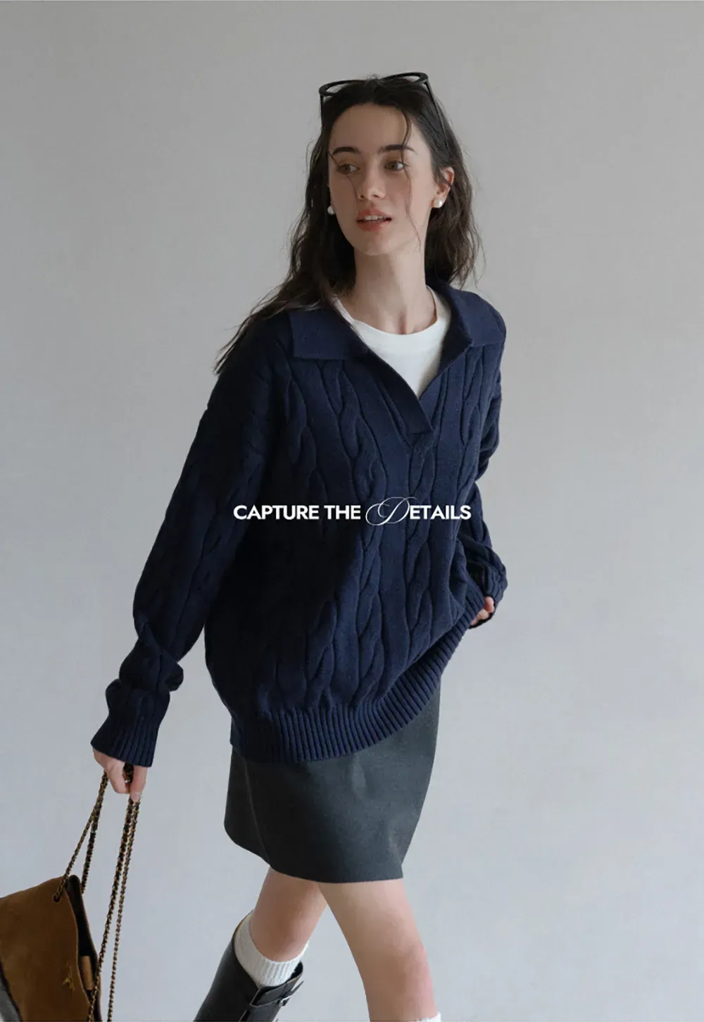 Cable Knit Polo Sweater