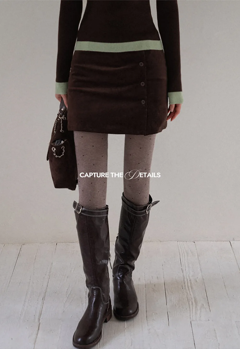 Corduroy Button Front Mini Skirt