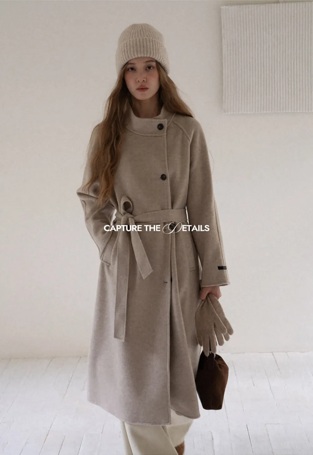Wool Blend Belted Coat with Scarf Detail