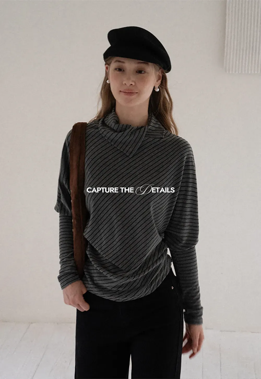 Striped High Neck Relaxed Fit Top