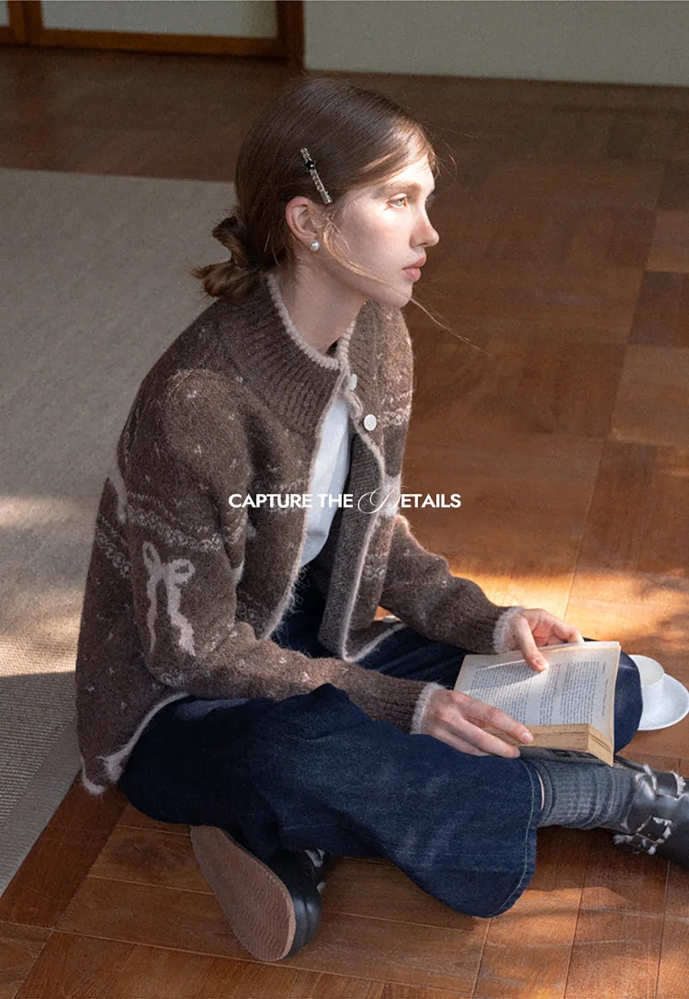 Dog Pattern Knit Cardigan