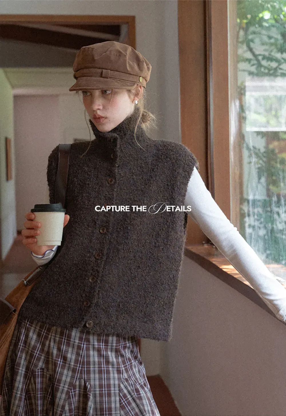 Button-Up Knit Vest with Collar